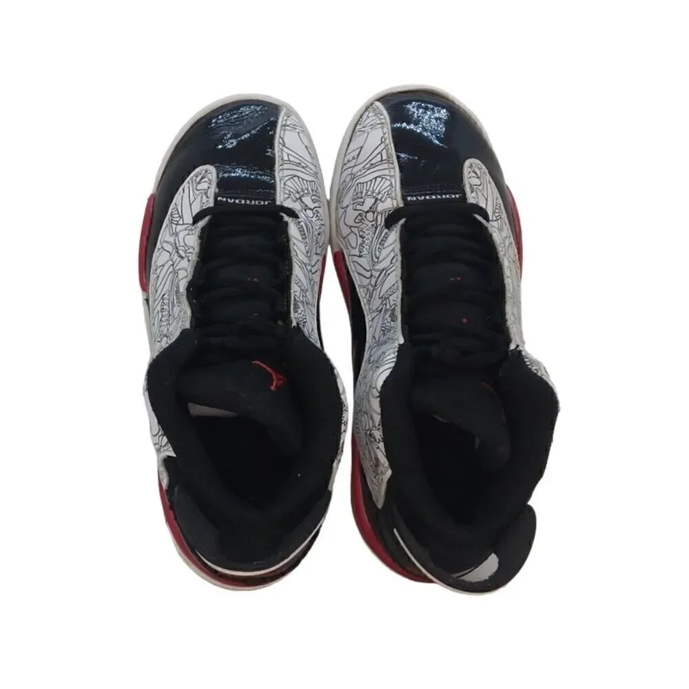 Nike Air Jordan Dub Zero PS Boys Pre-owned Blk/White/Red Sneakers - sz. 1 1/2Y
